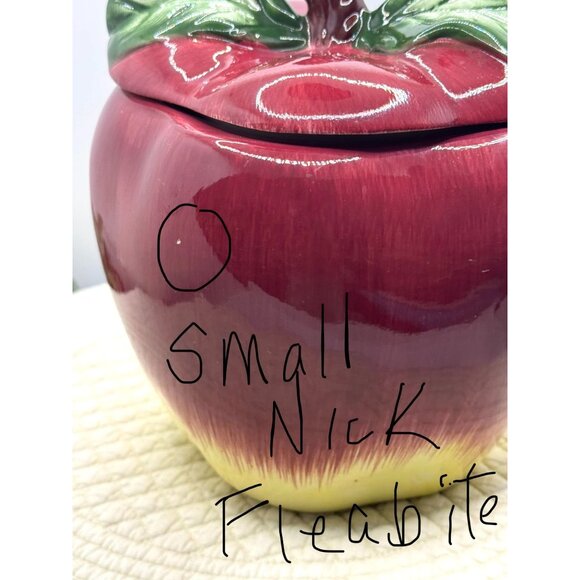Ceramic Red Apple Cookie Jar With Lid - Hand-Painted Design Made In China - Picture 6 of 9